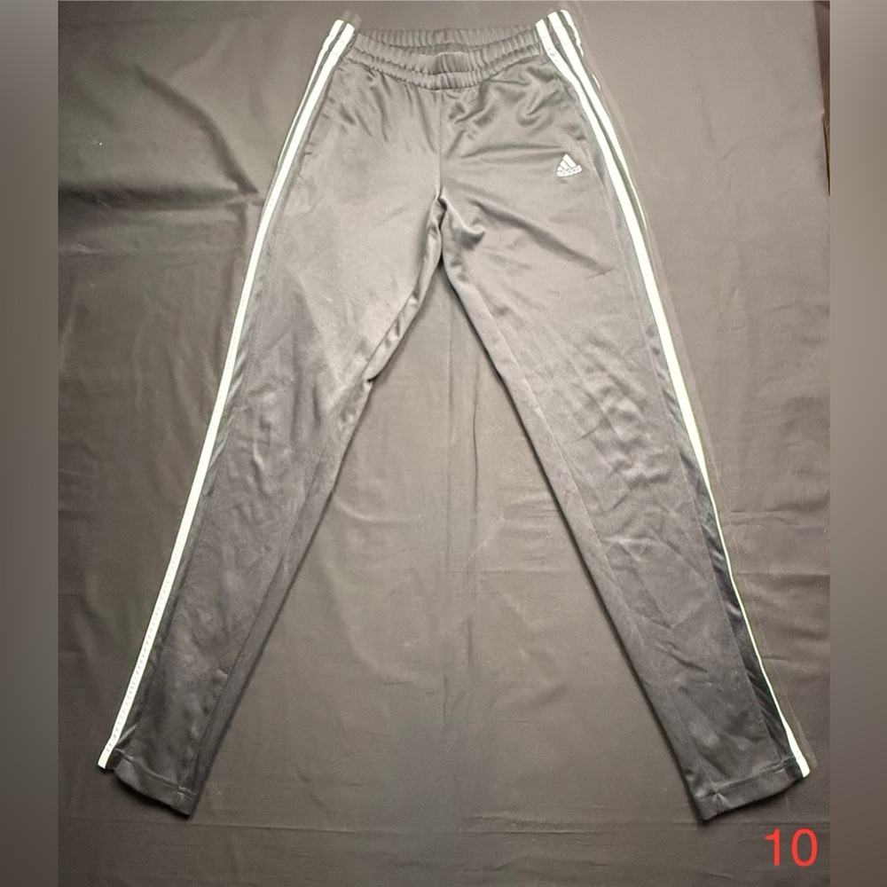 ADIDAS Jogger Pants Black 3 Stripe Ankle Zip Men's Size Small